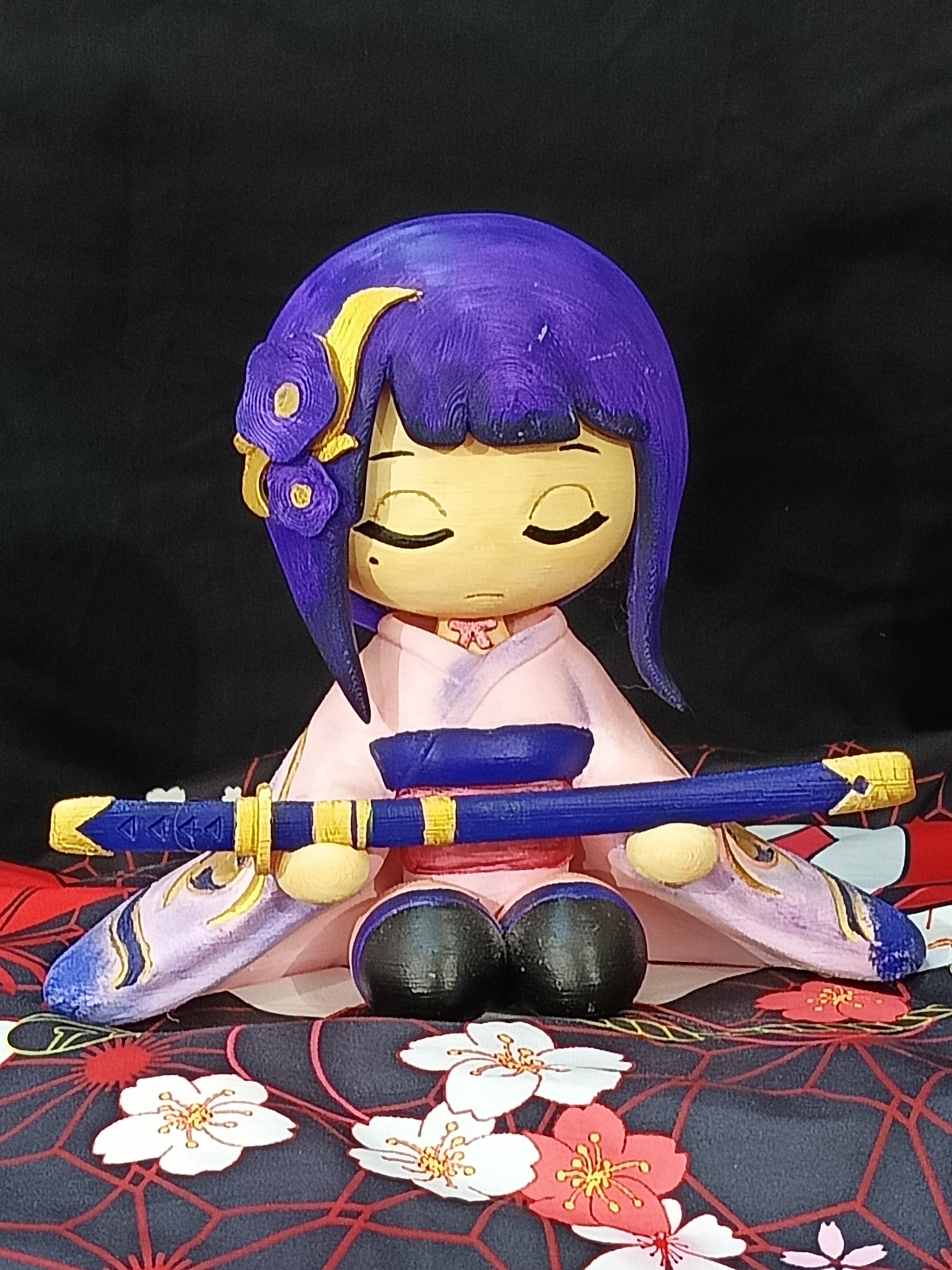 Figurine Raiden Shogun Genshin Impact 15cm - Peinte à la Main - Gaming