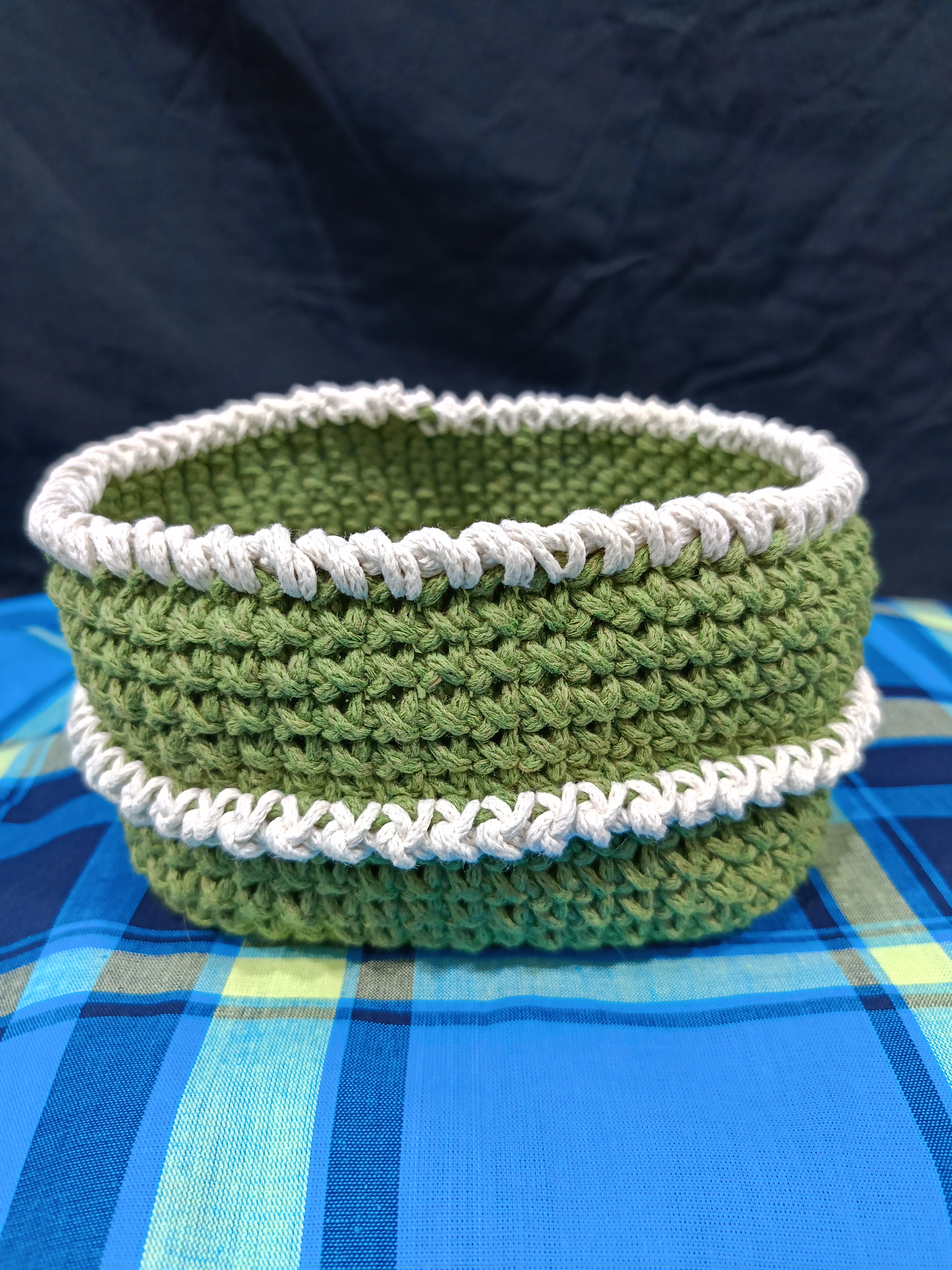 Panier Artisanal Crochet Coton Oeko-Tex - 16x16cm - Fait Main France