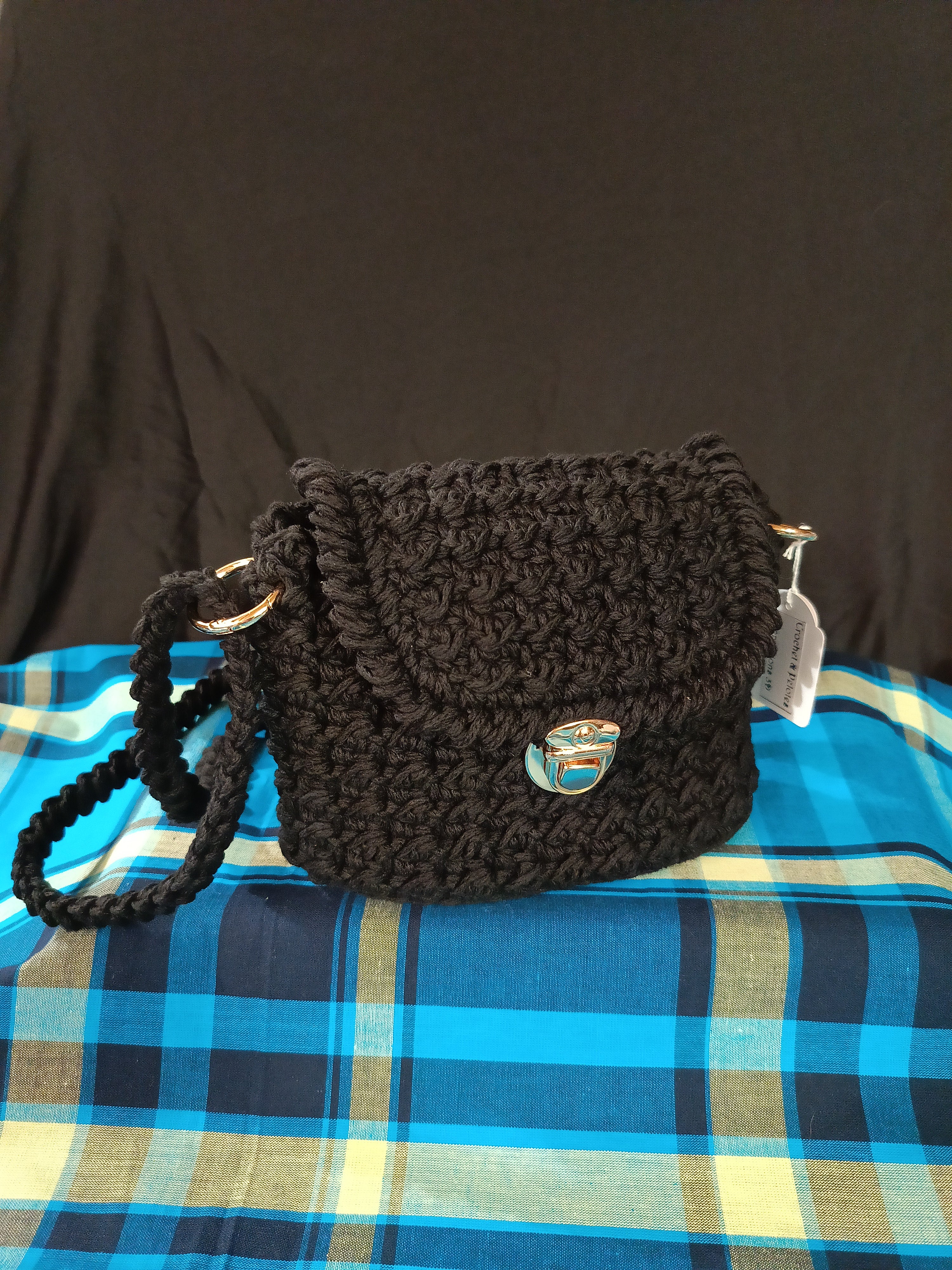 🆕 Sac à Main Élégant Crochet Noir
