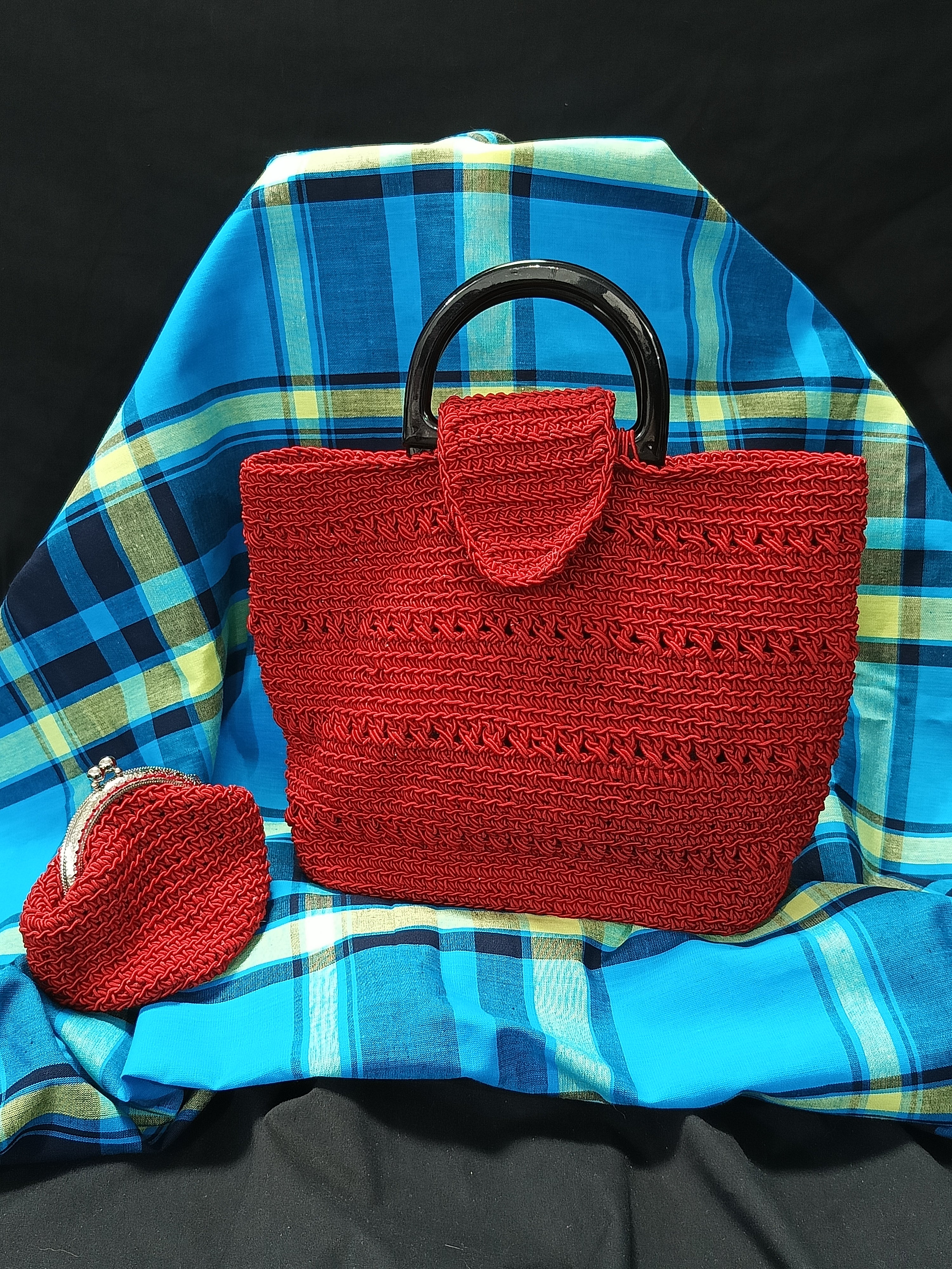 Ensemble Sac Rouge + Porte-Monnaie Coton Oeko-Tex - Artisanal Français